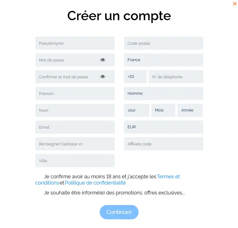 Proceso de registro MAGIC RED CASINO