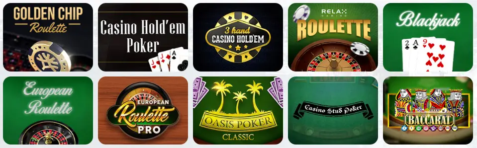 Juegos de mesa en MAGIC RED CASINO